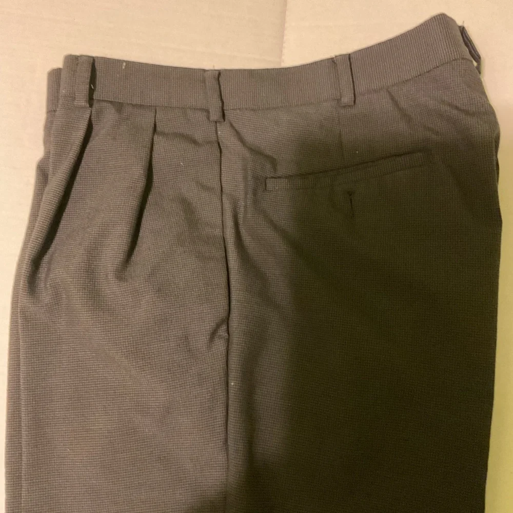 AXIST Essentials‎ Men’s Dress Pants 33x32 Gray Micro Check Flat Front Wool Blend